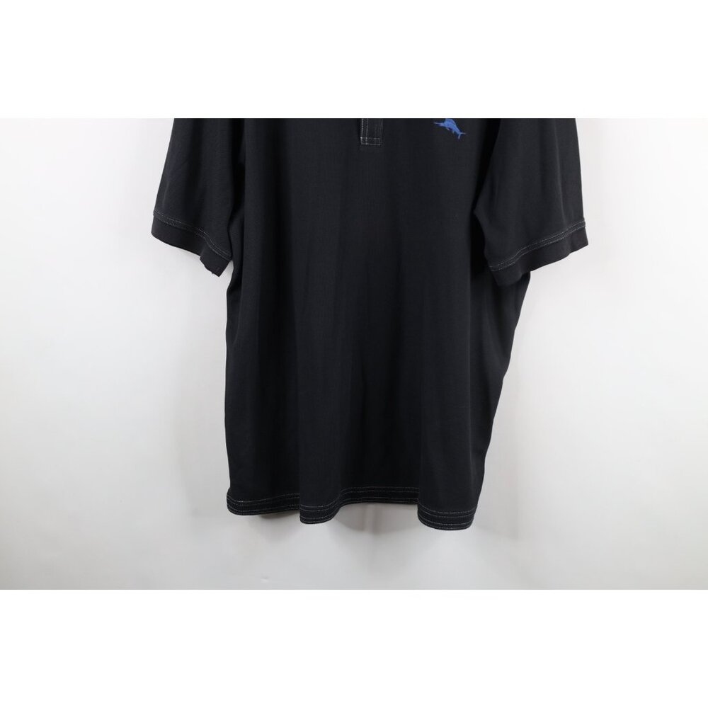Tommy Bahama Mens XL Faded Supima Cotton Knit Collared Golf Polo Shirt Black - Picture 3 of 14